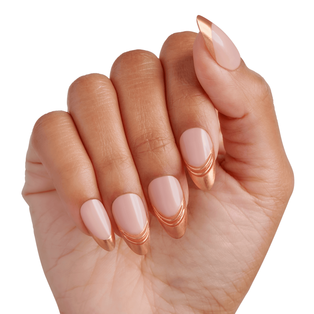 KISS Gel Fantasy Allure Press On Glue Nails - Golden Trace