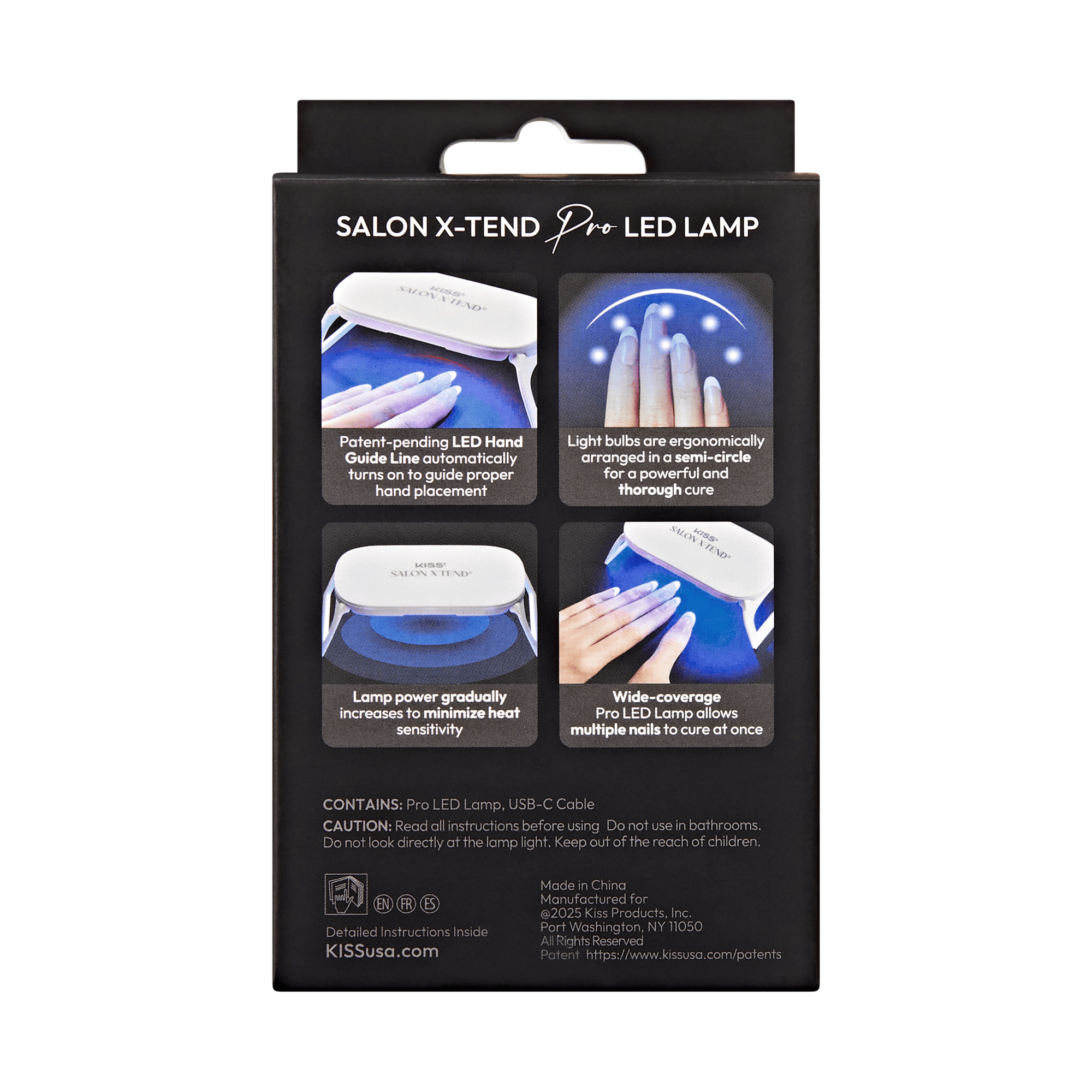 Salon X-Tend Pro LED Lamp packaging showing features and benefits