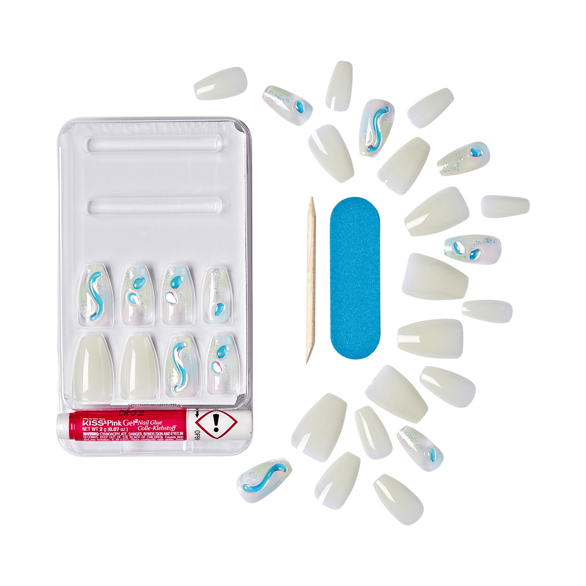KISS Gel Fantasy Allure Press On Glue Nails - Band of Color