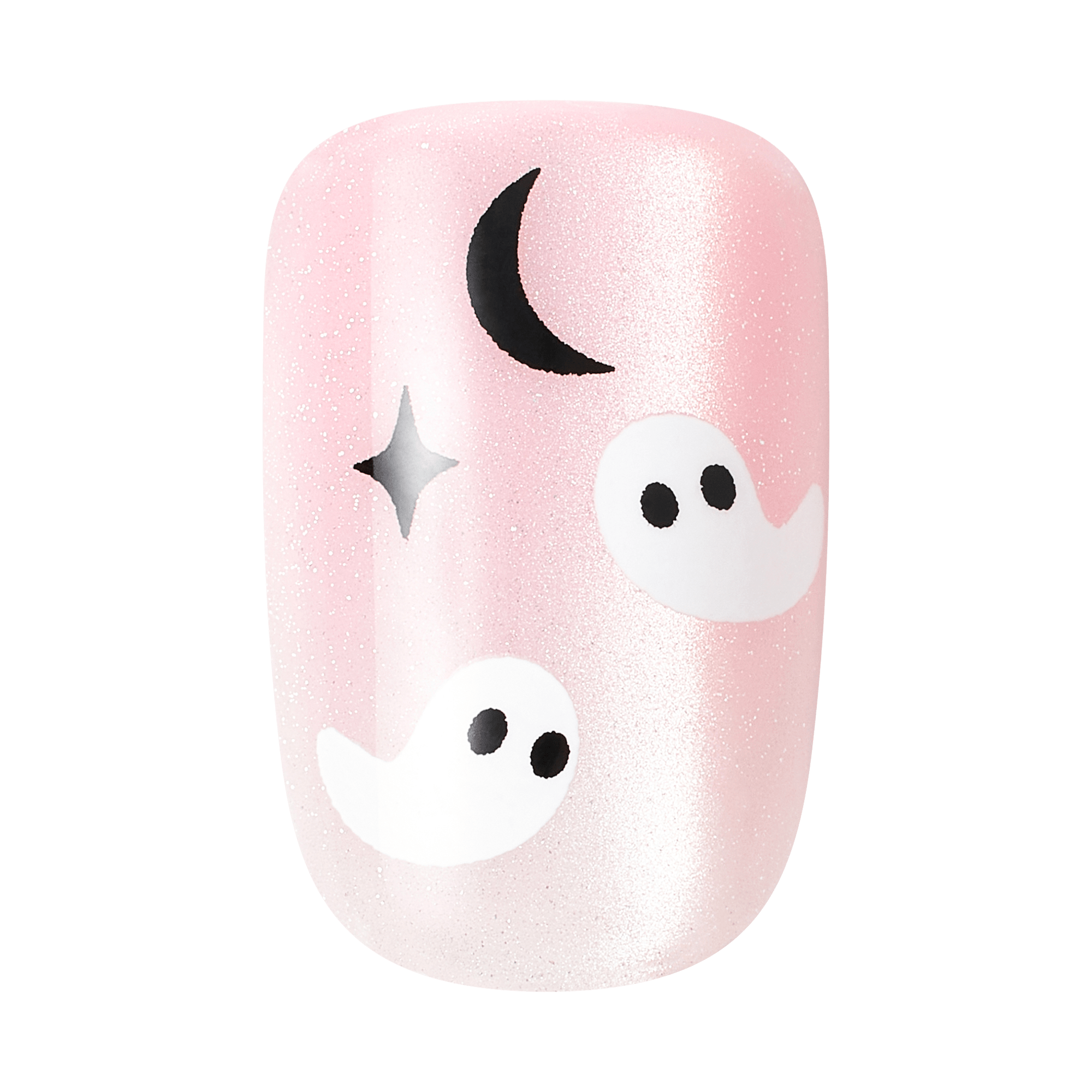 Impress Design Halloween No Glue Fake Press On Nails - Broom & Bloom | Design, Pink, Short, Squoval, Glow In The Dark, Manicure