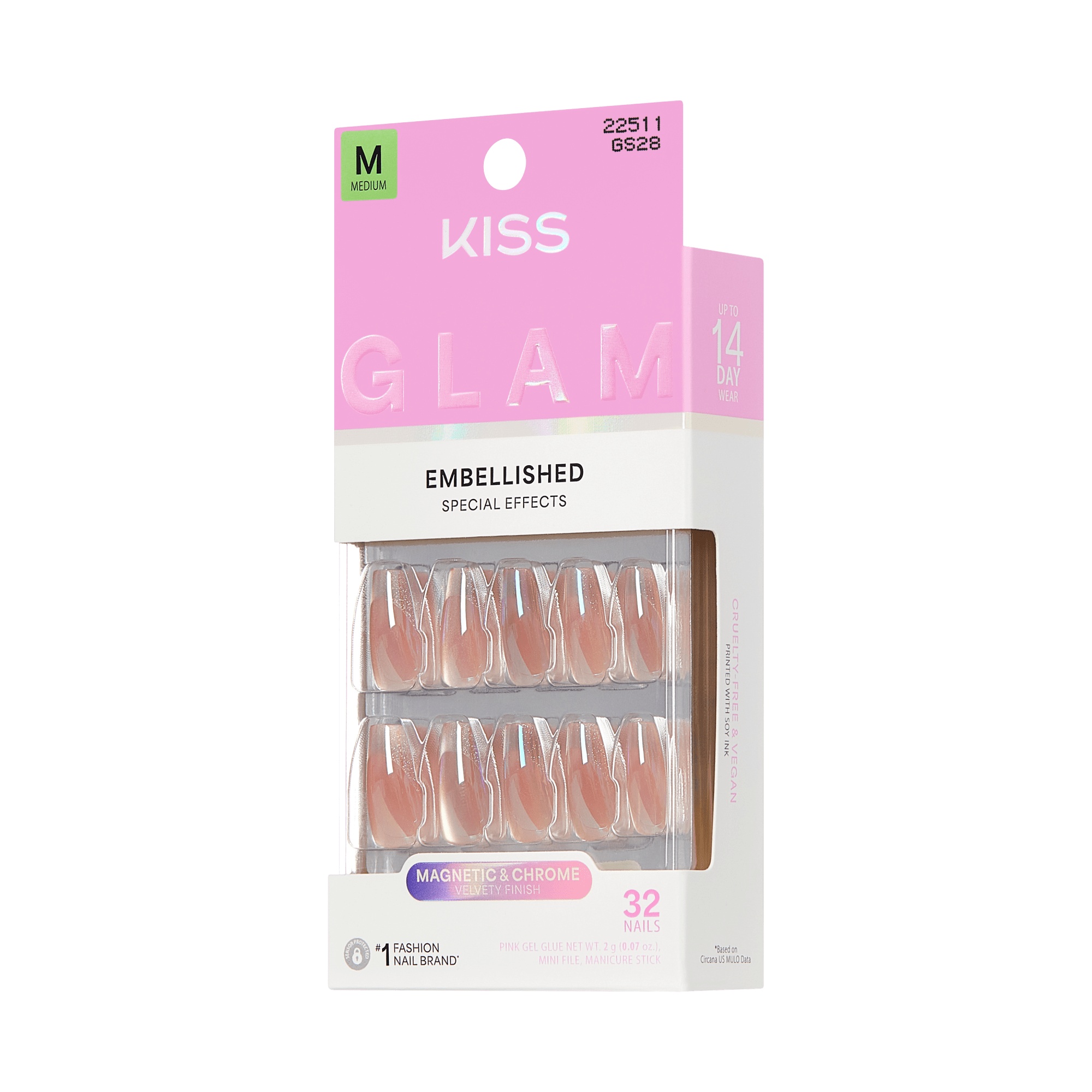 KISS GLAM Embellished Press On Glue Nails - Dusk Mirage