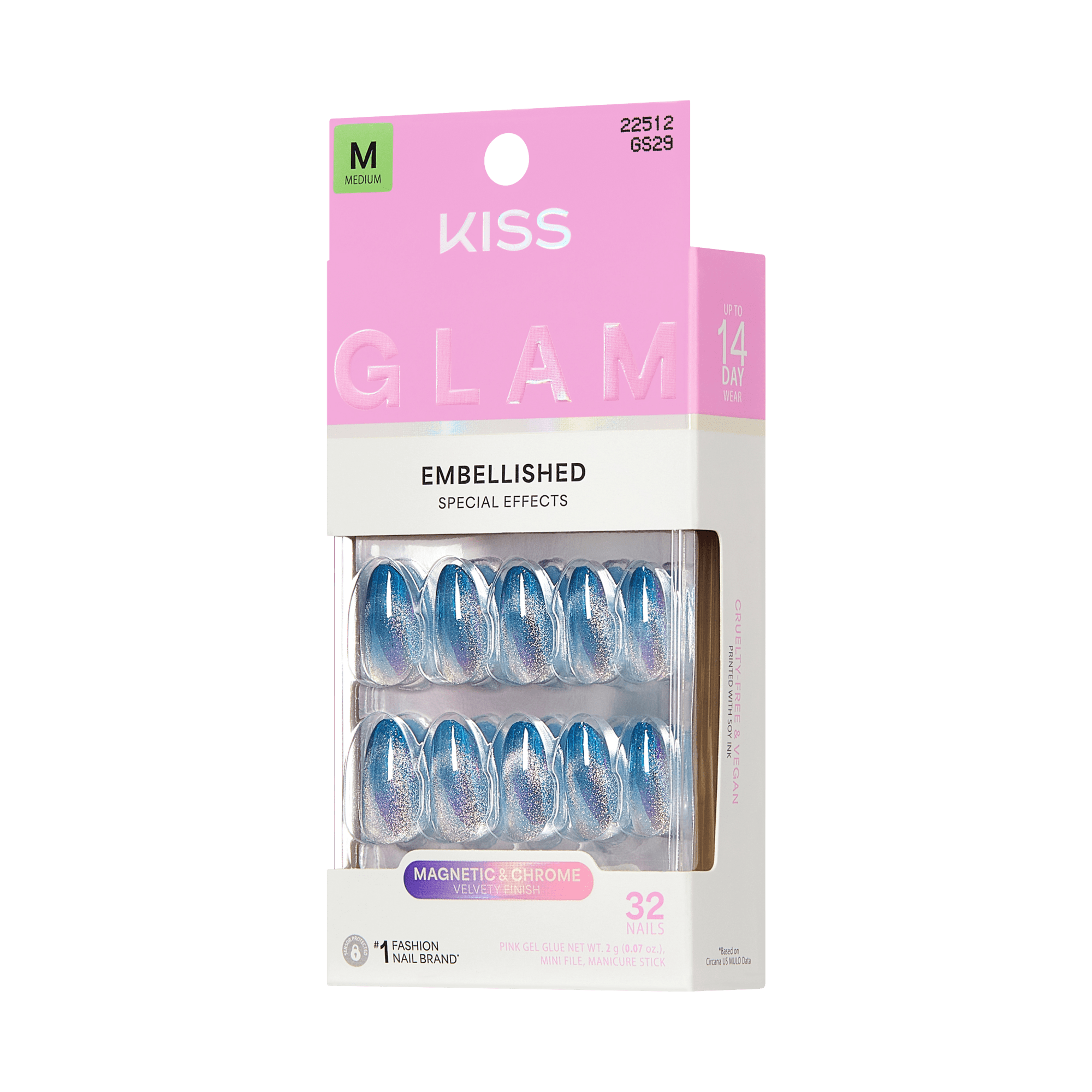 KISS GLAM Embellished Press On Glue Nails - Glow Forever