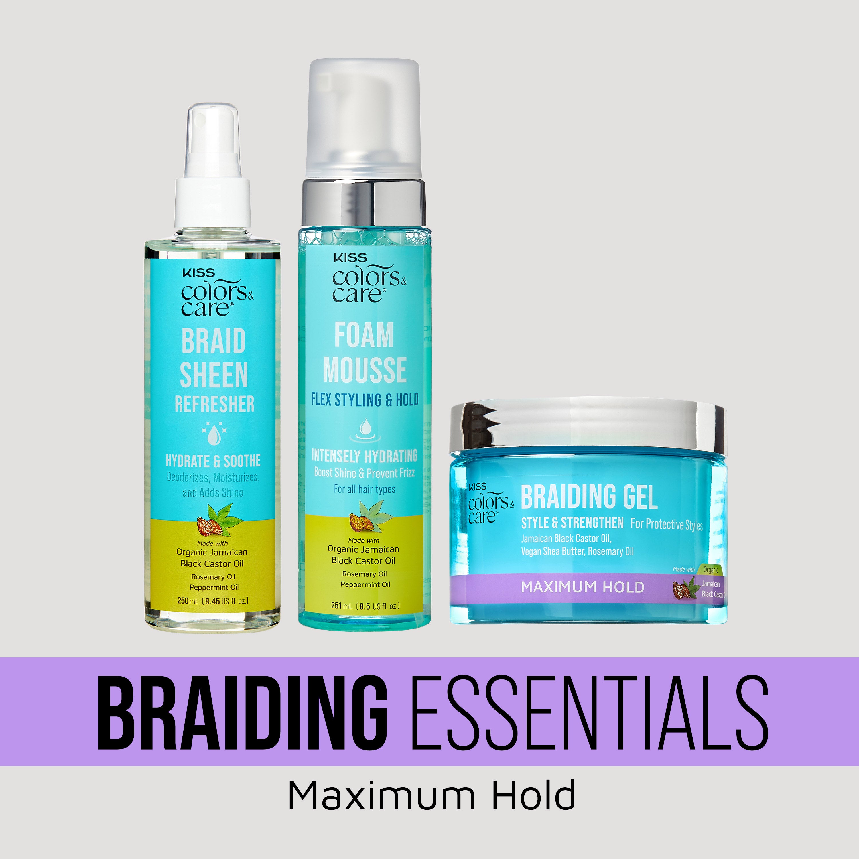 KISS Colors & Care Braiding Essentials Bundle - Maximum Hold