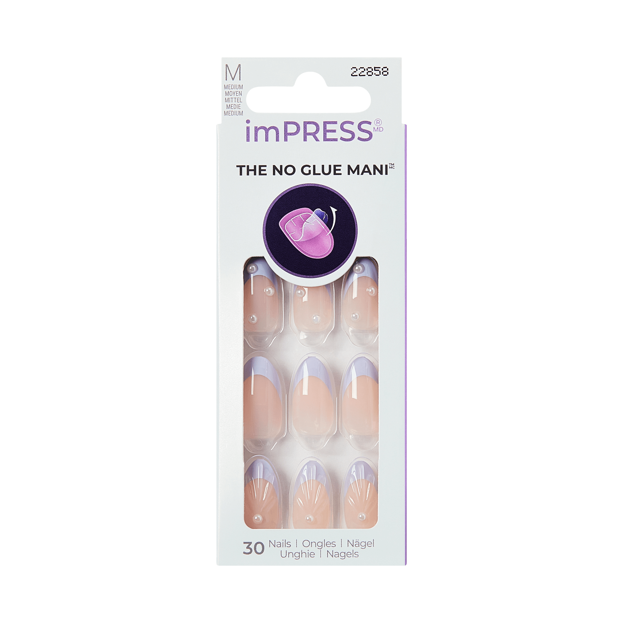 imPRESS THE NO GLUE MANI press-on nails, medium size, 30 nails