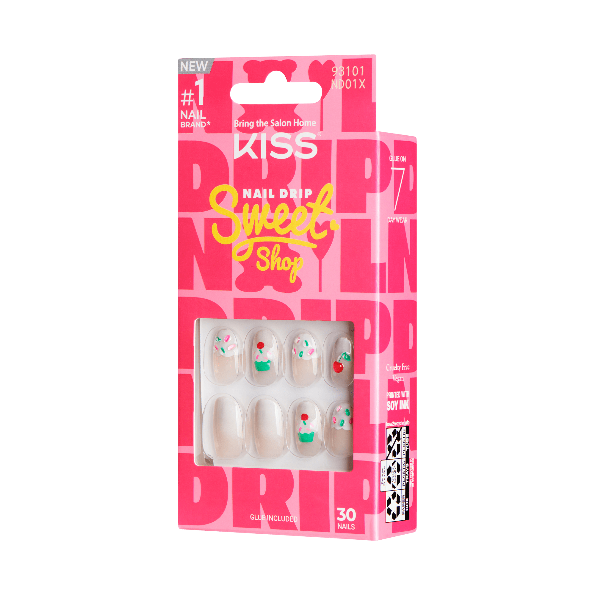 KISS Nail Drip Sweet Shop Press On Glue Nails - Hot Drip