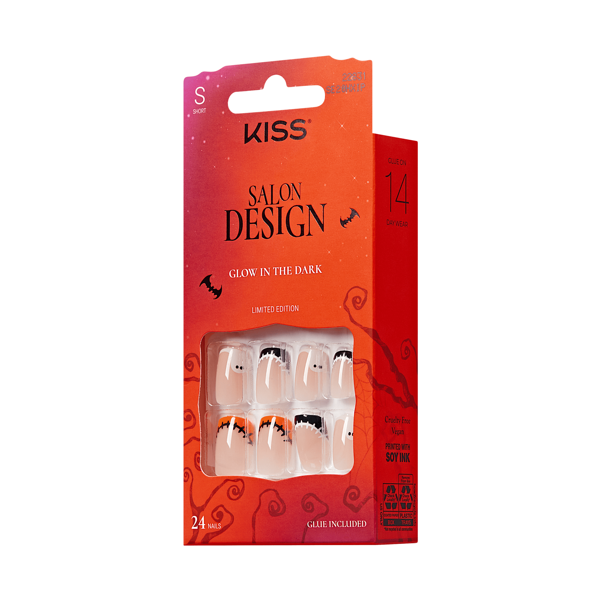 KISS Salon Design Halloween Press On Glue Nails - Midnight Magic