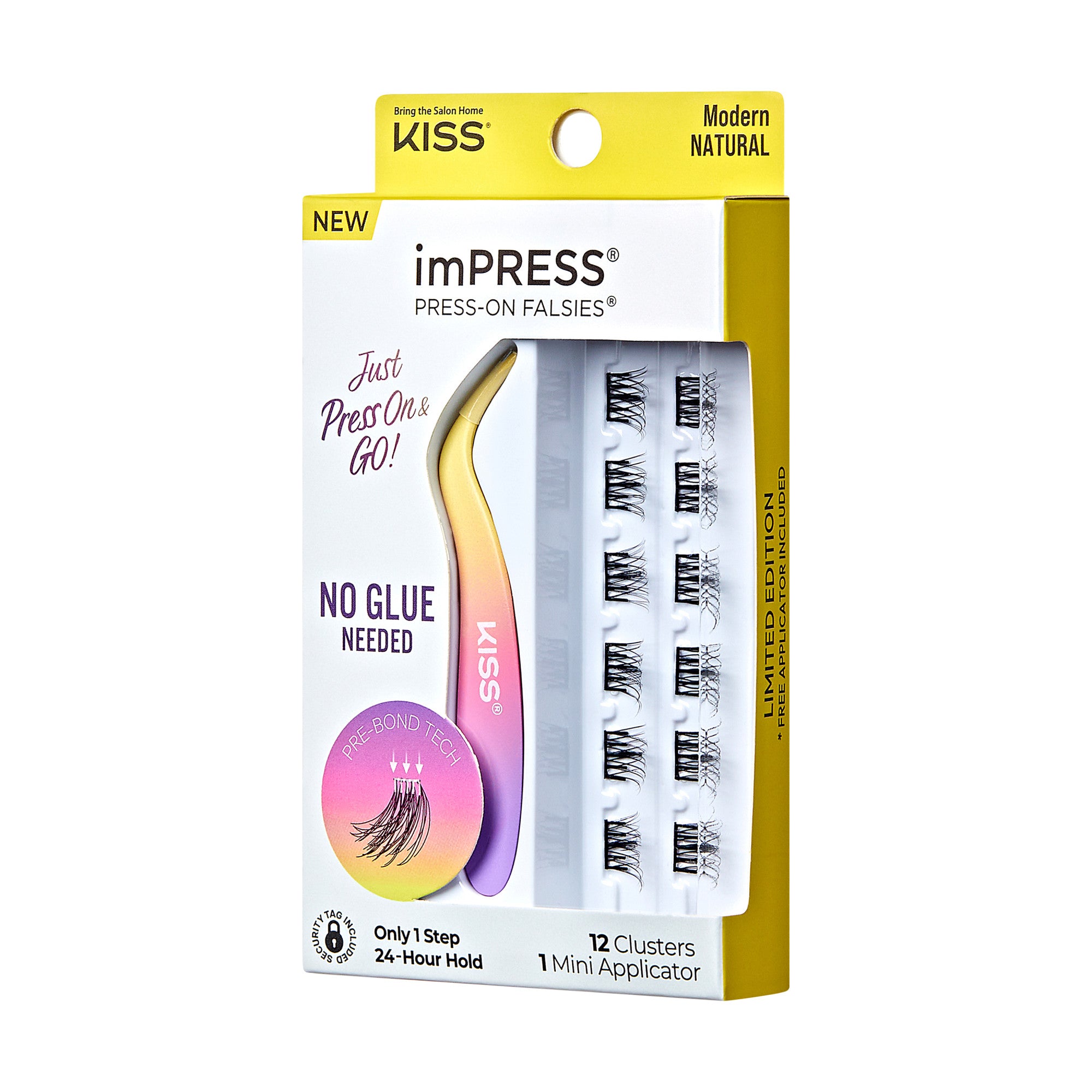 Impress Falsies Self Adhesive Eyelashes, 12 Lash Clusters + Applicator - Modern