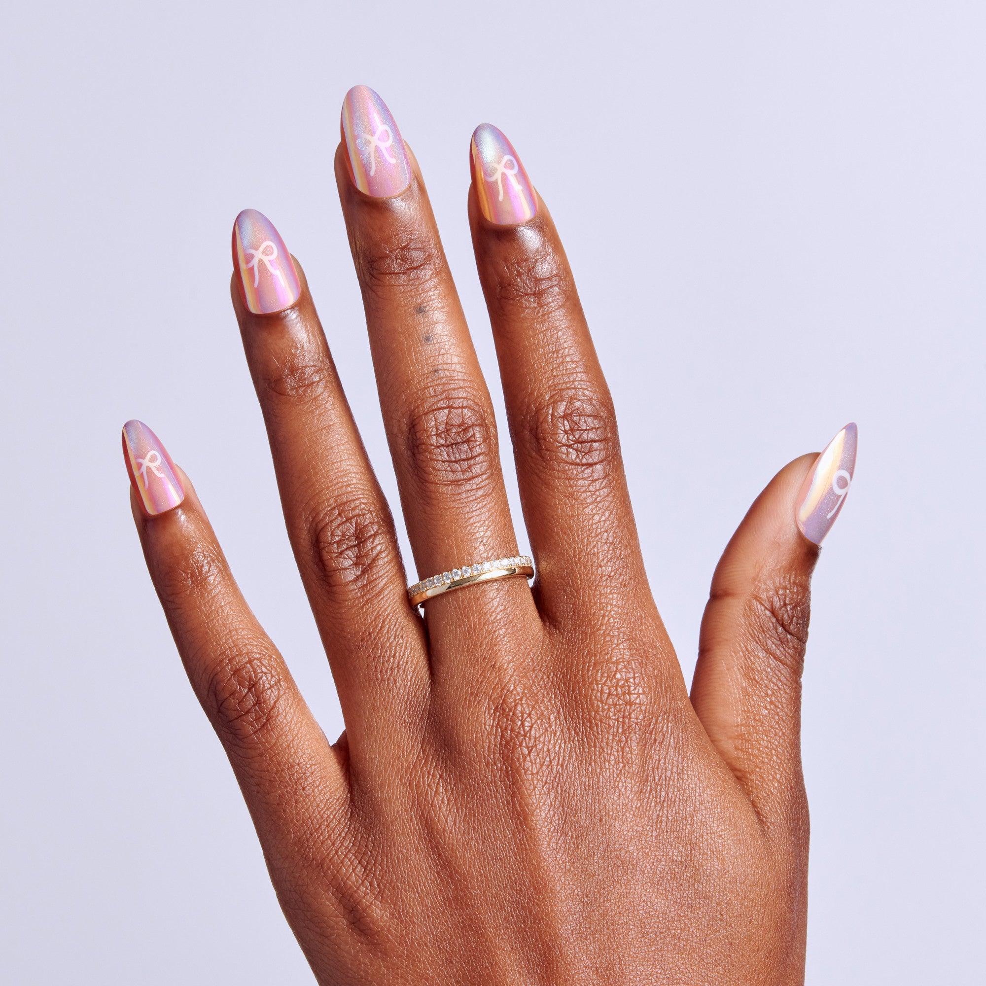 Kiss Glam Embellished Press On Fake Glue Nails - Happy Friday | 3D & Jewel Design, Pink, Medium, Almond