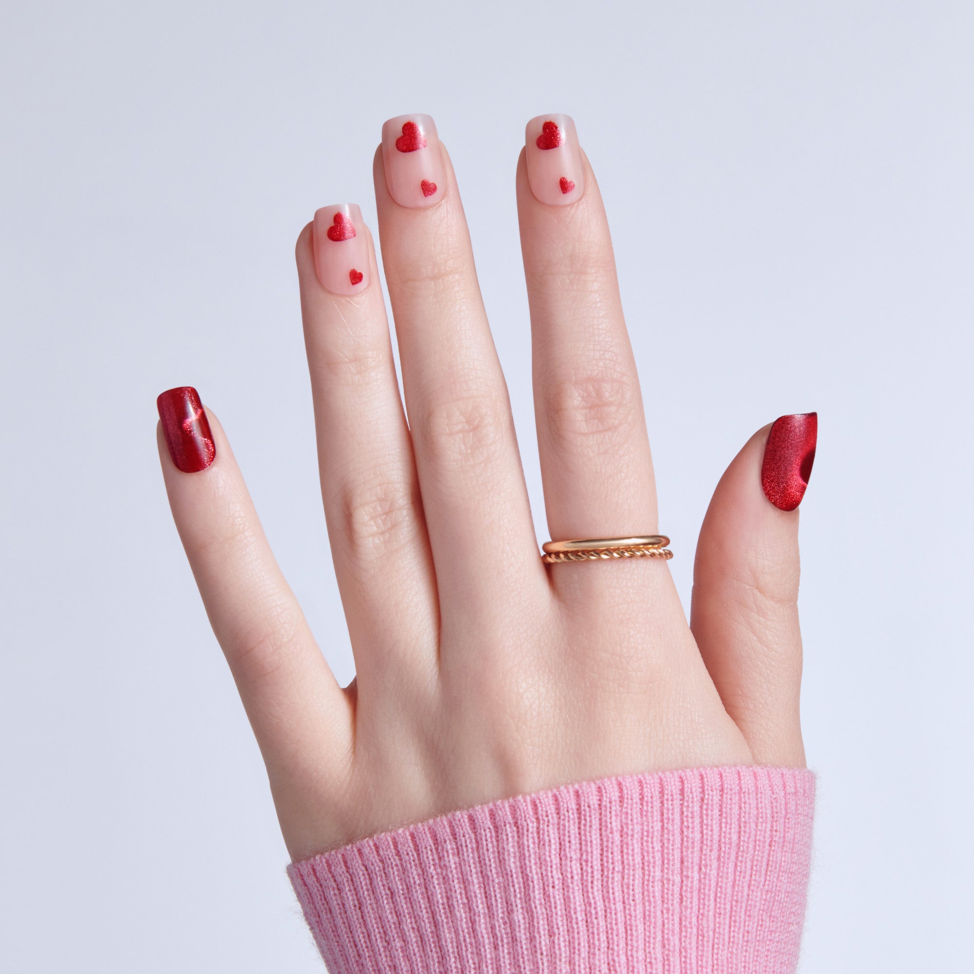 KISS LOVE Design Press On Glue Nails - Hues of Love