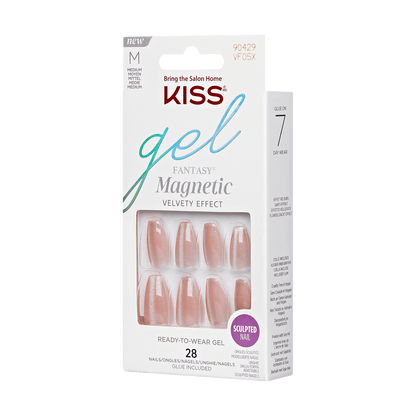 KISS Gel Fantasy, Press-On Nails, Compass, Nude, Med Coffin, 28ct