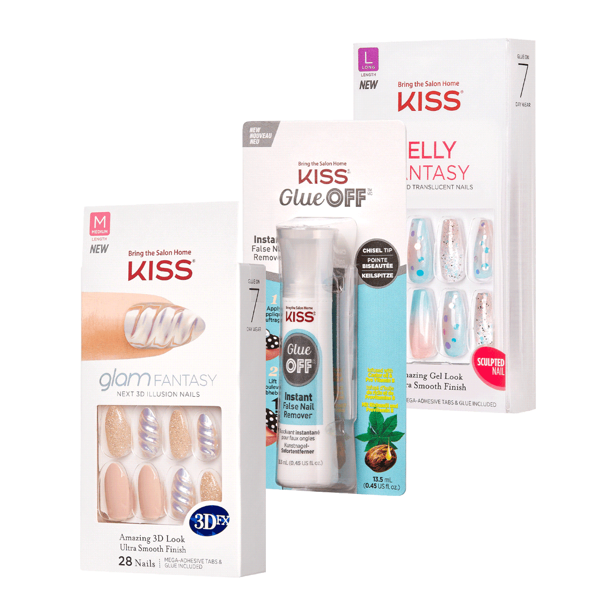 2 KISS Fantasy Nails & Glue OFF Set - Beach Babe
