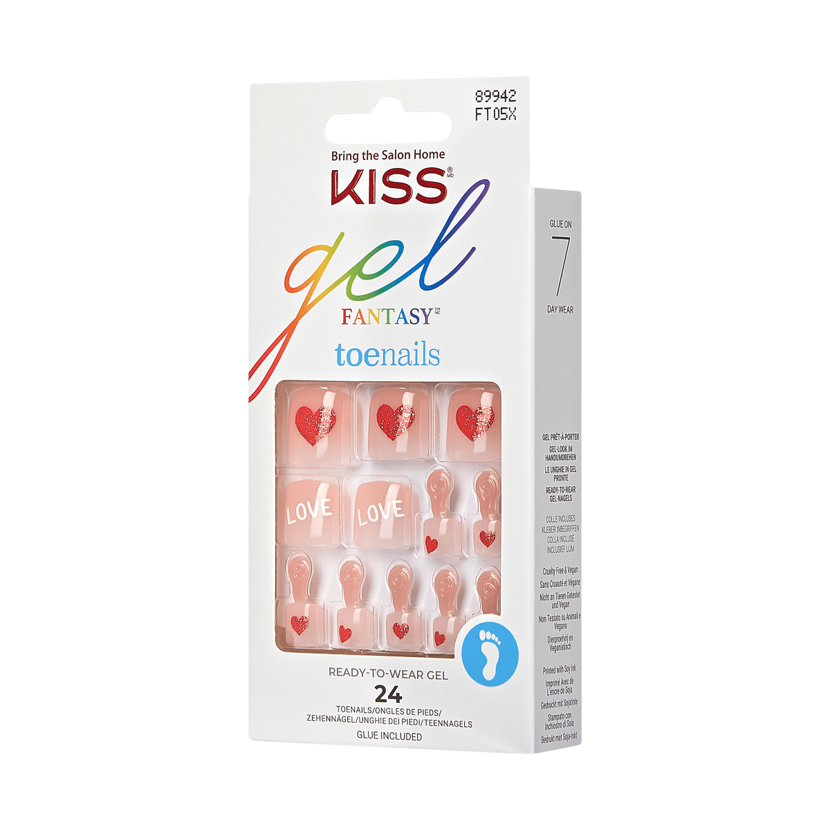 KISS Gel Fantasy, Press-On Nails, Love Wins, Beige, Short Square, 24ct