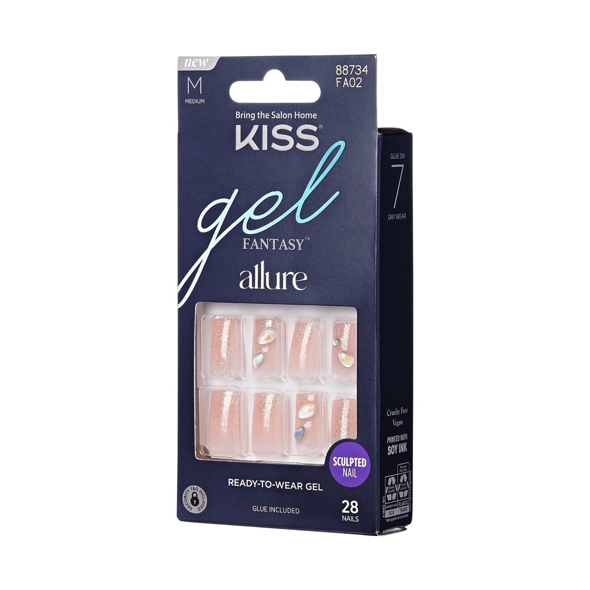 KISS Gel Fantasy Allure Press-On Nails, Transformation, Pink, Medium  Square, 31 Pieces – KISS USA