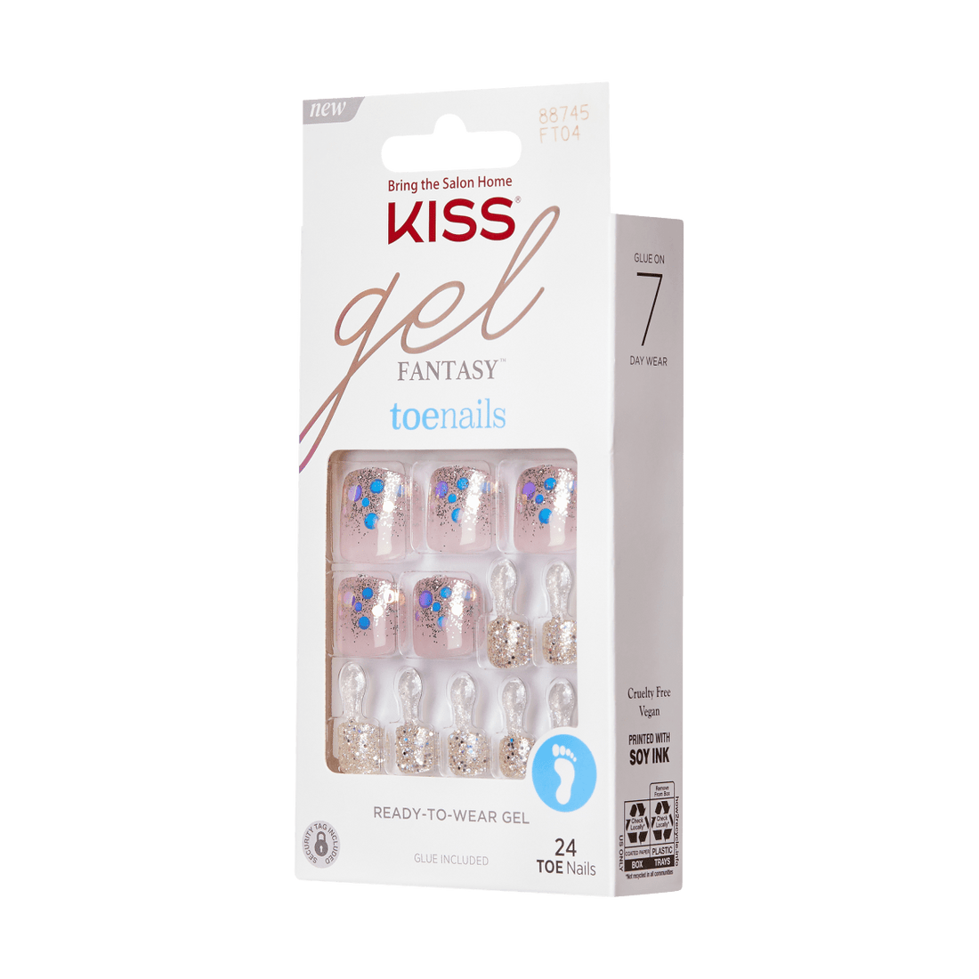 KISS Gel Fantasy, Press-On Nails, Wishing Well, Pink, Short Square, 24ct