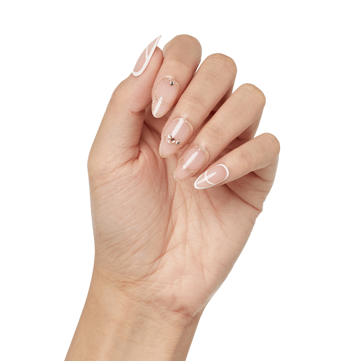 KISS Classy Nails, Press-On Nails, Over the Moon, Beige, Med Almond, 30ct