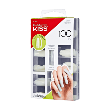 KISS Full-Cover Nails, Press-On Nails, Curve Overlap, Clear, Long Squoval, 100ct