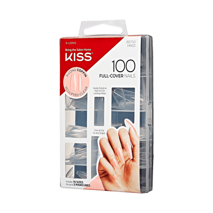 KISS 100 Full-Cover Nails Kit - XL Clear Coffin