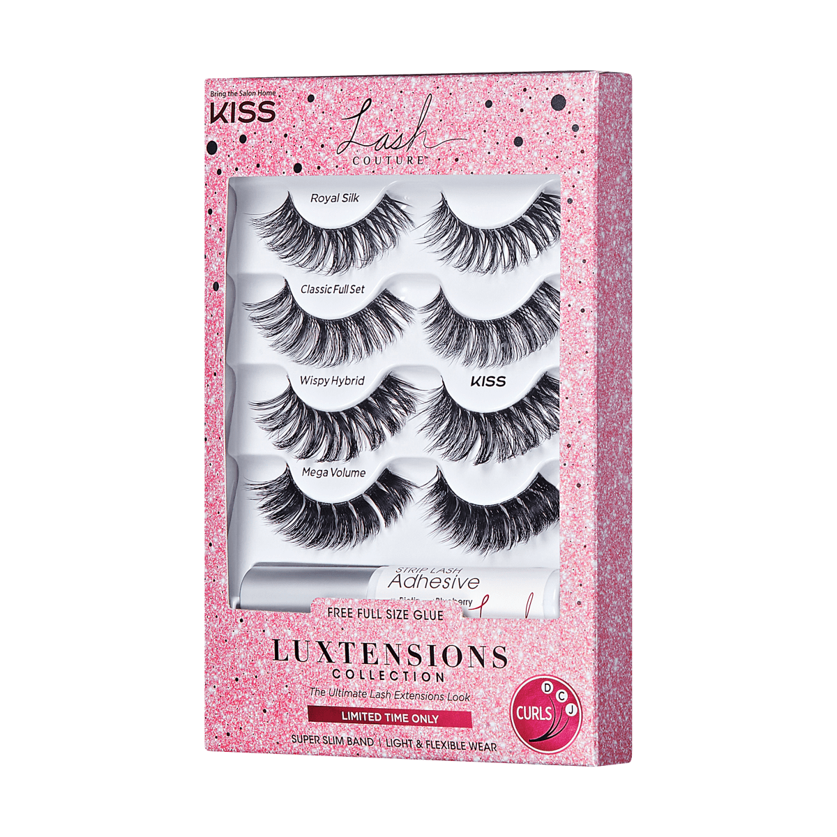 KISS Lash Couture Luxtension, False Eyelashes, Holiday Multipack - Clear, 14mm, 4 Pairs