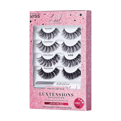 KISS Lash Couture Luxtension, False Eyelashes, Holiday Multipack - Clear, 14mm, 4 Pairs