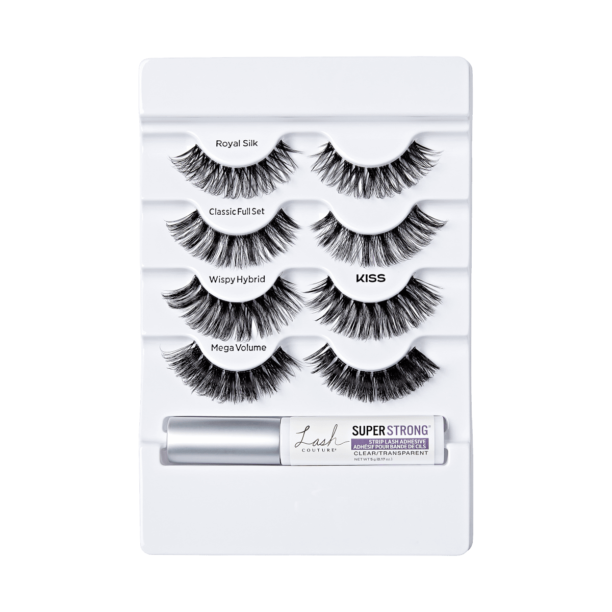 KISS Lash Couture Luxtension, False Eyelashes, Holiday Multipack - Clear, 14mm, 4 Pairs