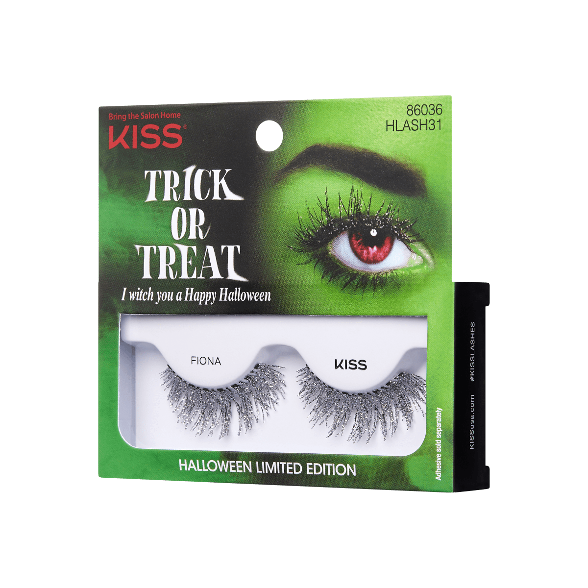 KISS Halloween False Eyelashes - Fiona (Silver Glitter)