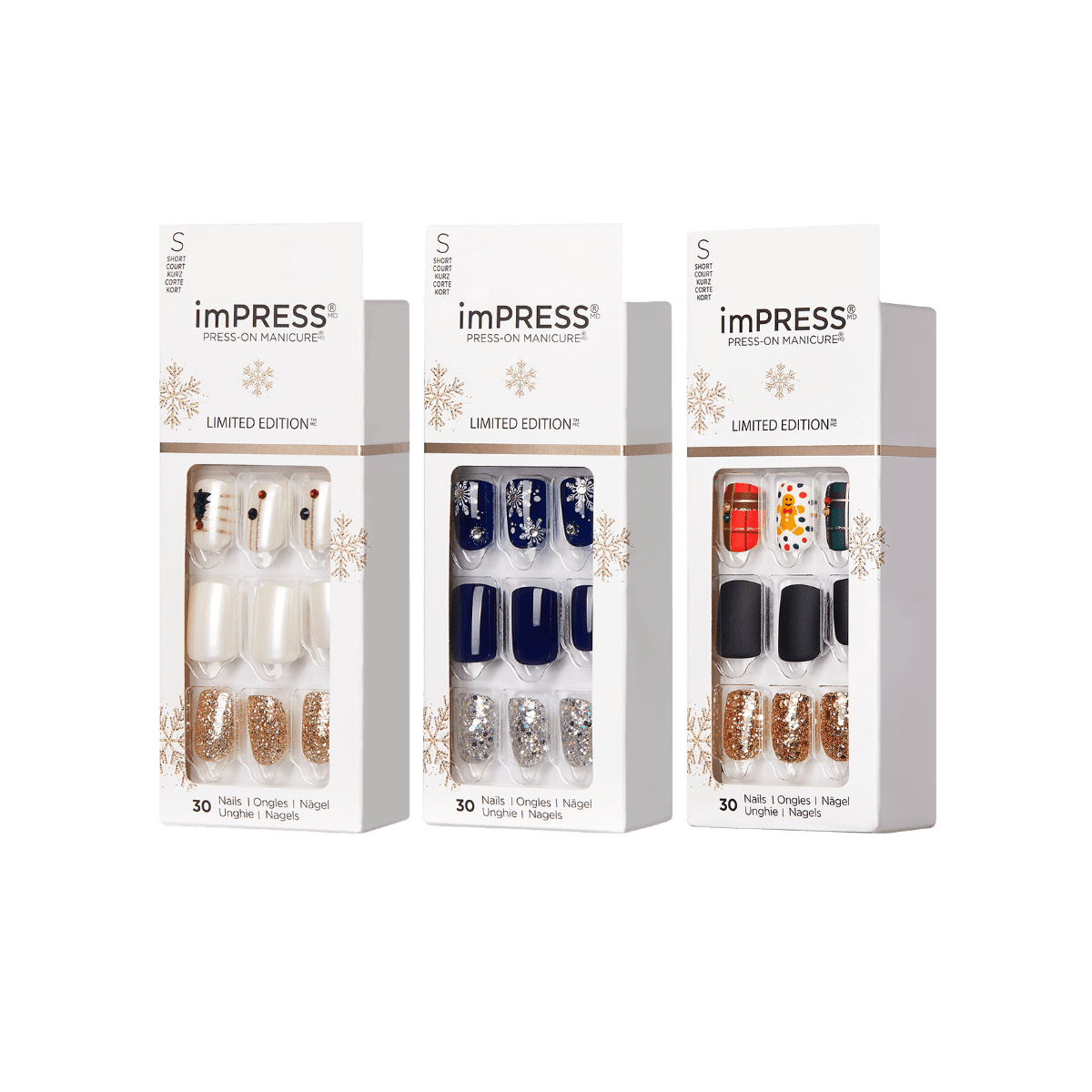 imPRESS Press-On Manicure 3-Pack Holiday Bundle - Fab & Festive