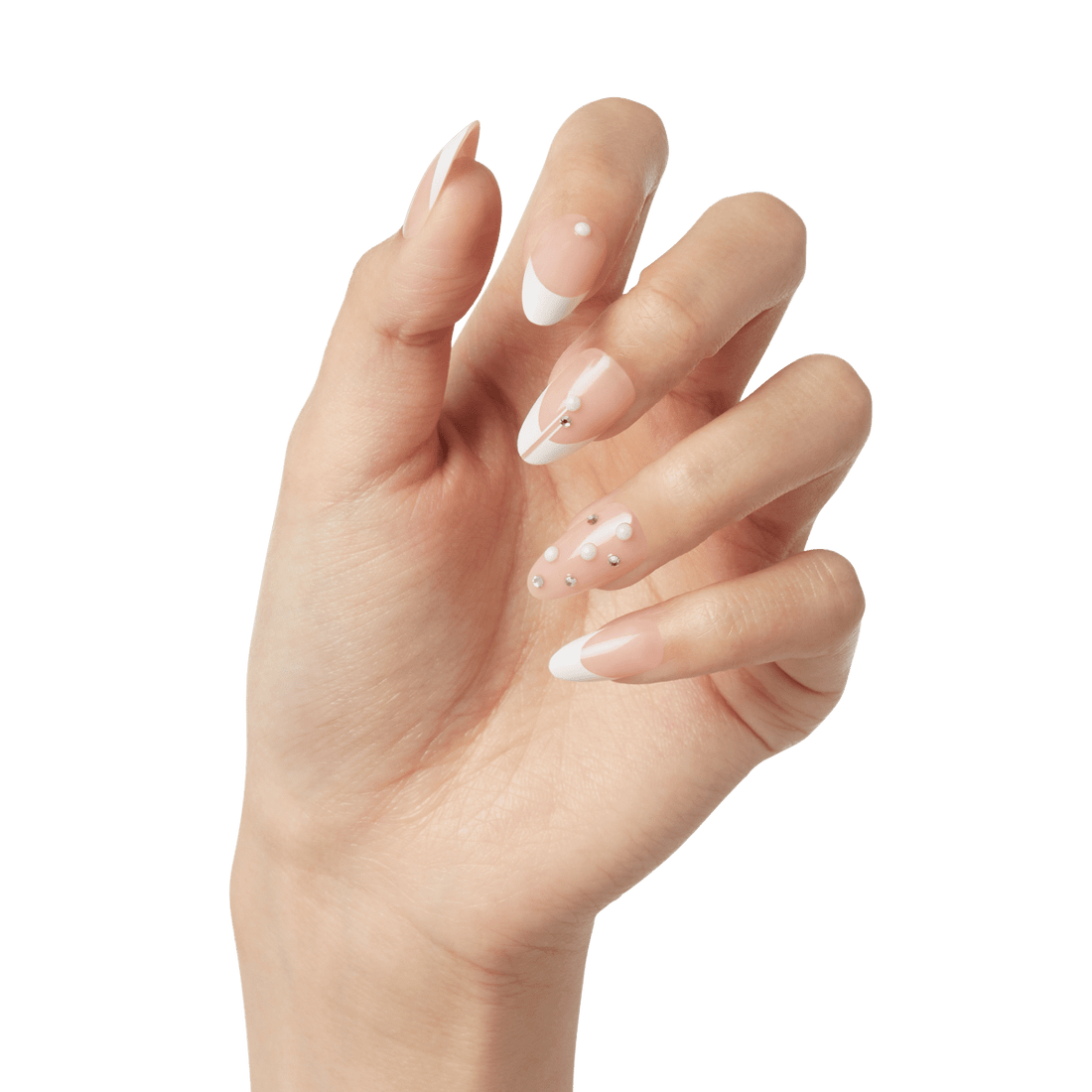 KISS Classy Nails Premium, Press-On Nails, Highlights, White, Med Almond, 30ct