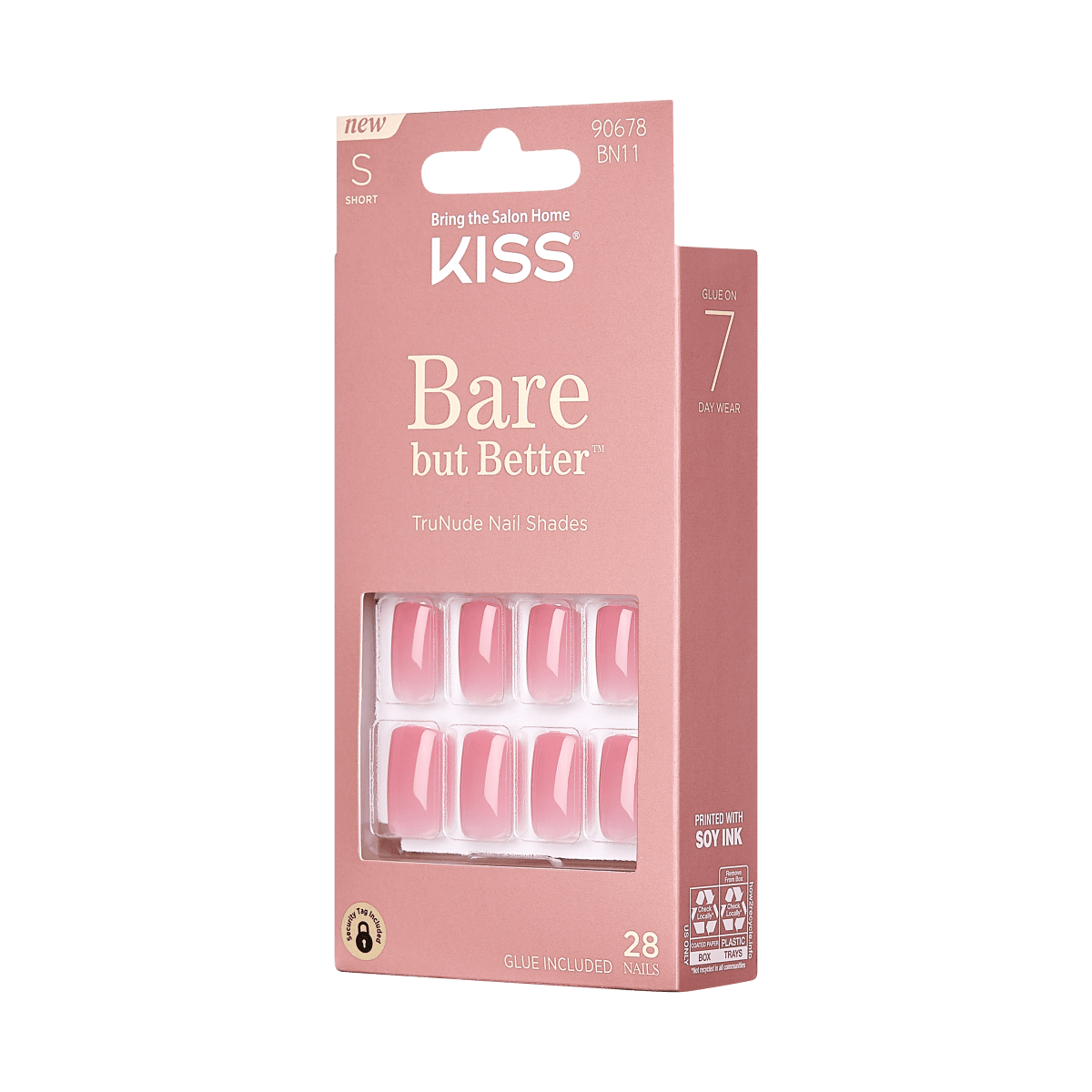 KISS Bare-But-Better TruNude Press-On Nails, Short Length, Square