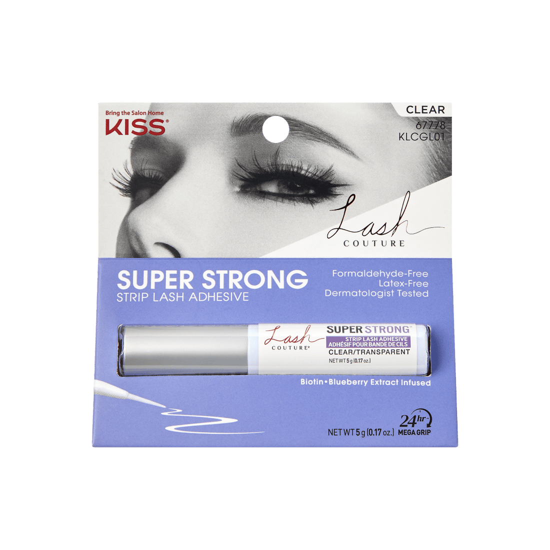 Package of KISS Lash Couture strip lash glue. Clear strong eyelash glue.
