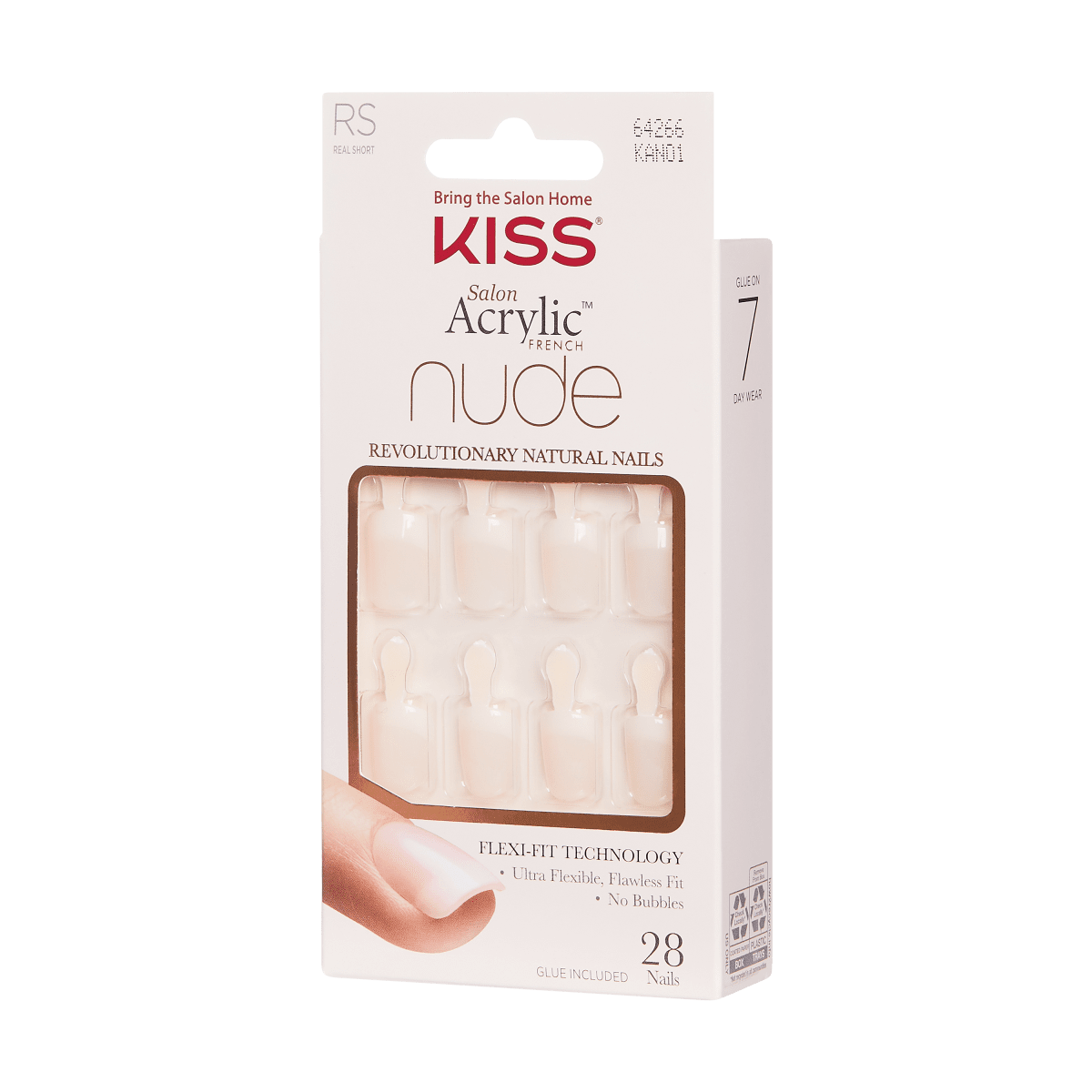 KISS Salon Acrylic, Press-On Nails, Breathtaking, Nude, Real Short Squoval, 28ct