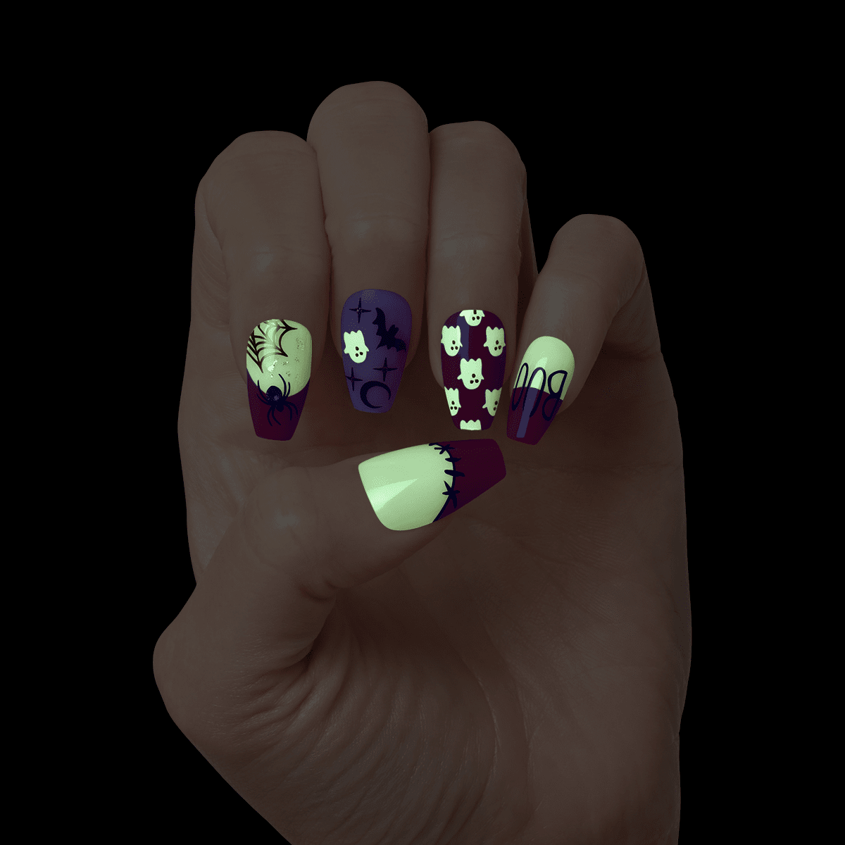 KISS Voguish Fantasy Glow-In-The-Dark Halloween Nails - Nightmare