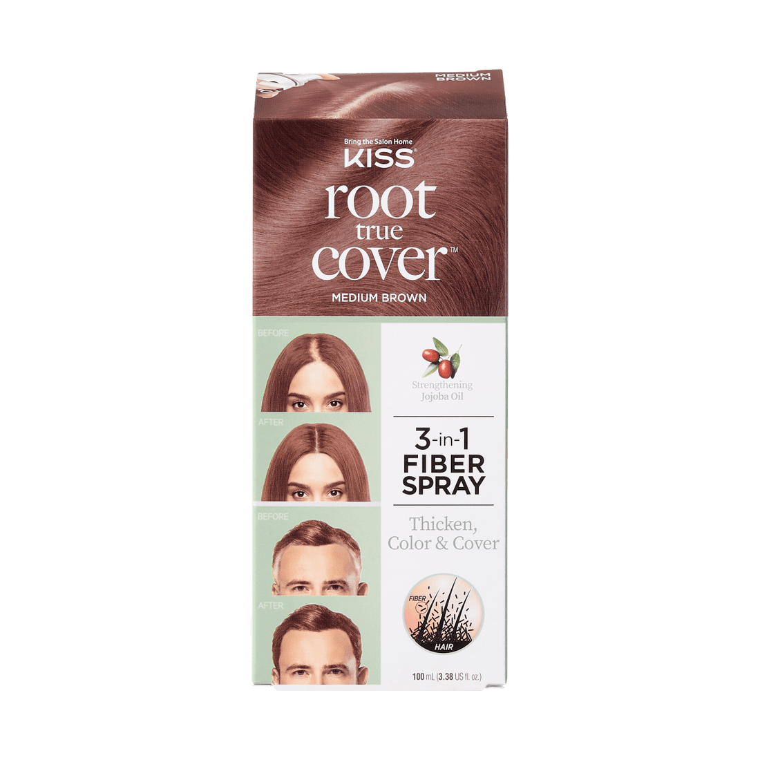 KISS Colors &amp; Care Root True Cover Hair Thickening Fiber Spray - Med Brown