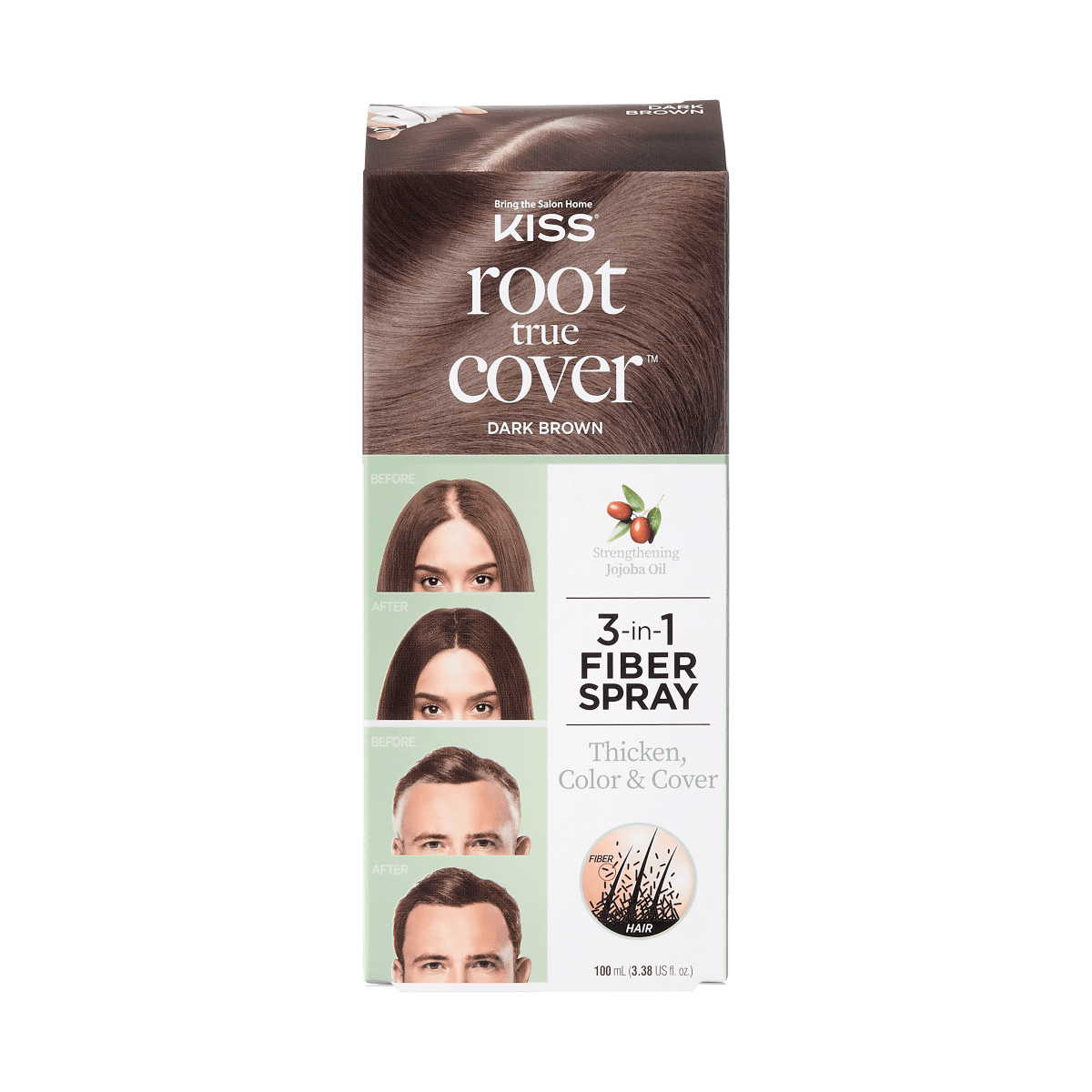 KISS Colors &amp; Care Root True Cover Hair Thickening Fiber Spray - Dark Brown
