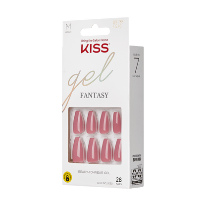 KISS Gel Fantasy, Press-On Nails, Letter To Ur EX, Pink, Med Coffin, 28ct