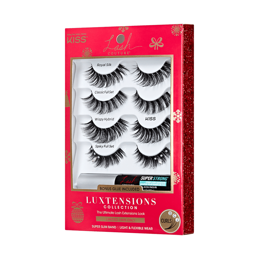 KISS Lash Couture Luxtension, False Eyelashes, Spiky Jewel, 14mm-16mm-18mm, 4 Pairs