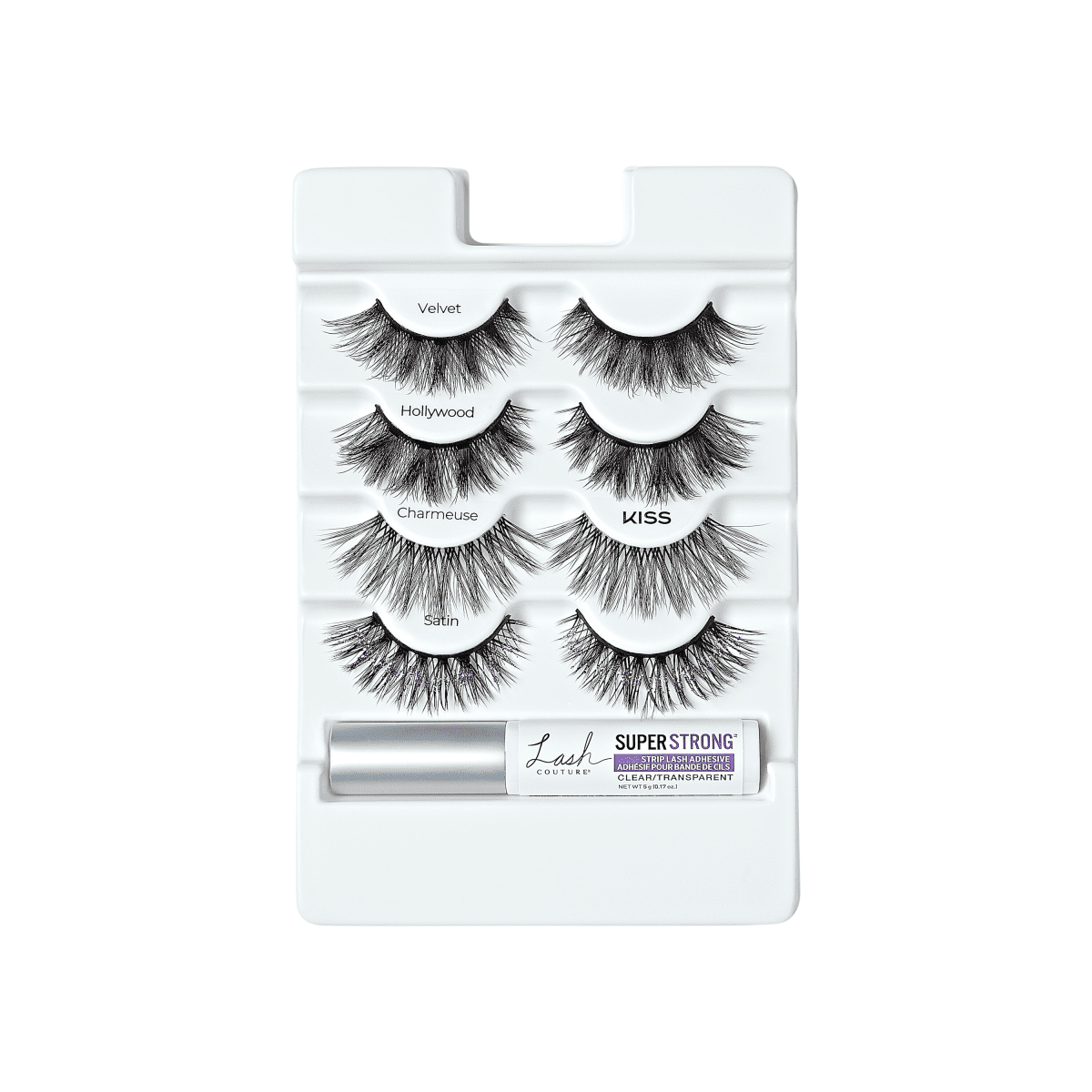 KISS Lash Couture Luxtension, False Eyelashes, Glitter Pink, 14mm-16mm-18mm, 4 Pairs