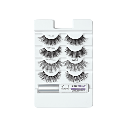 KISS Lash Couture Luxtension, False Eyelashes, Glitter Pink, 14mm-16mm-18mm, 4 Pairs