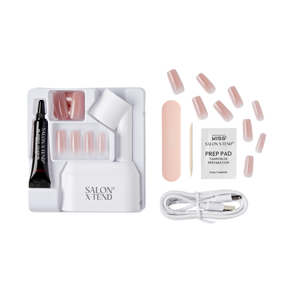 KISS Salon X-tend, Press-On Nails, Lux, Pink, Long Squoval, 30ct