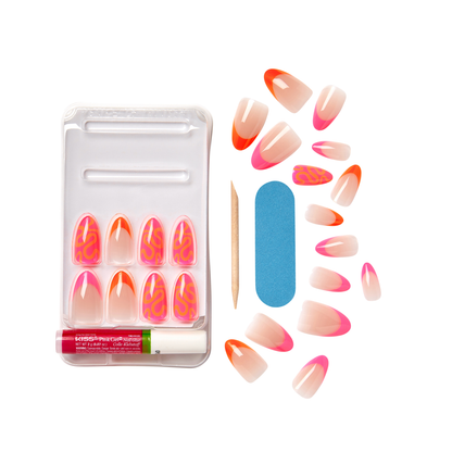 KISS Salon Design, Press-On Nails, Mood on fleek, Pink, Med Almond, 24ct
