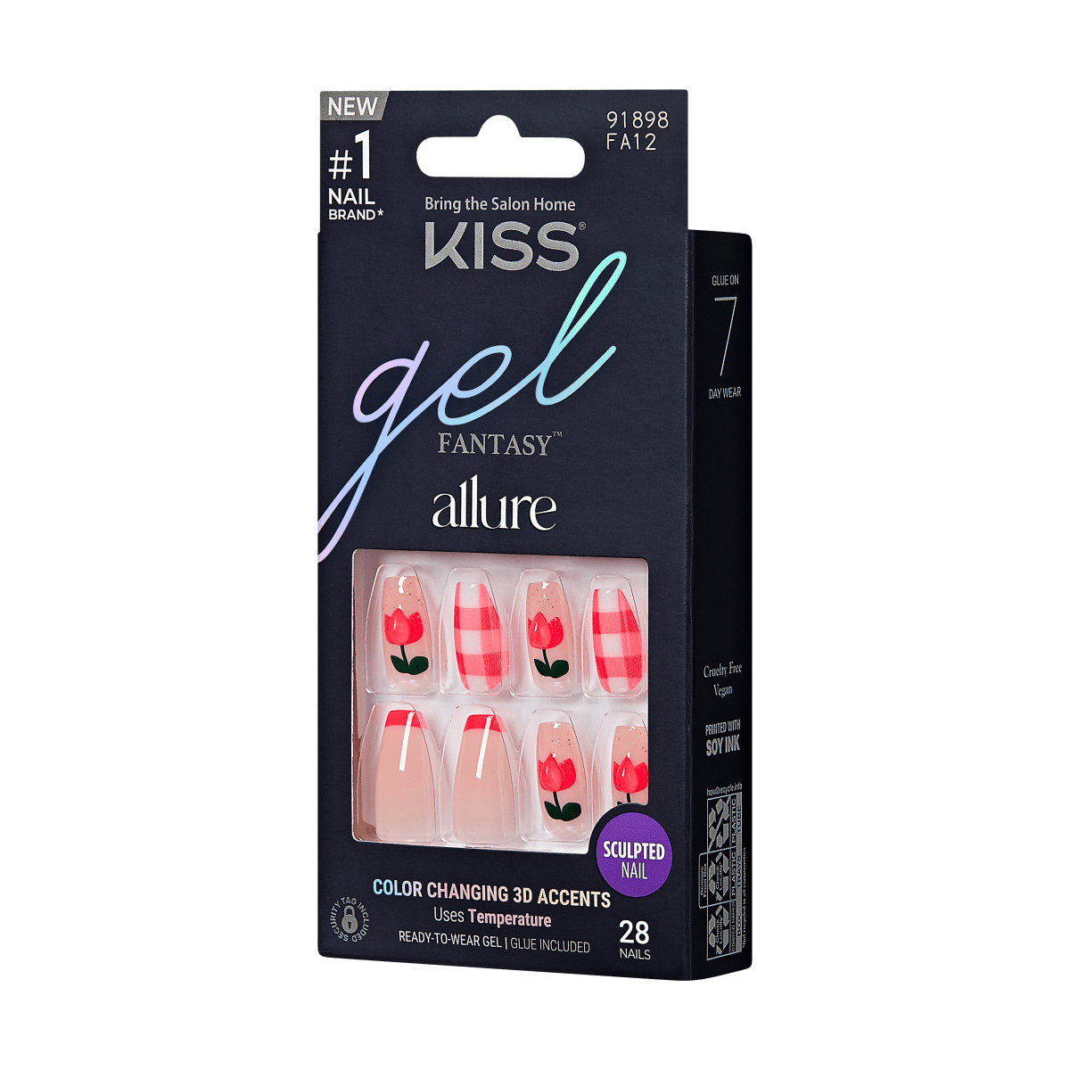 KISS Gel Fantasy Allure Press-On Nails, All Yours, Pink, Medium