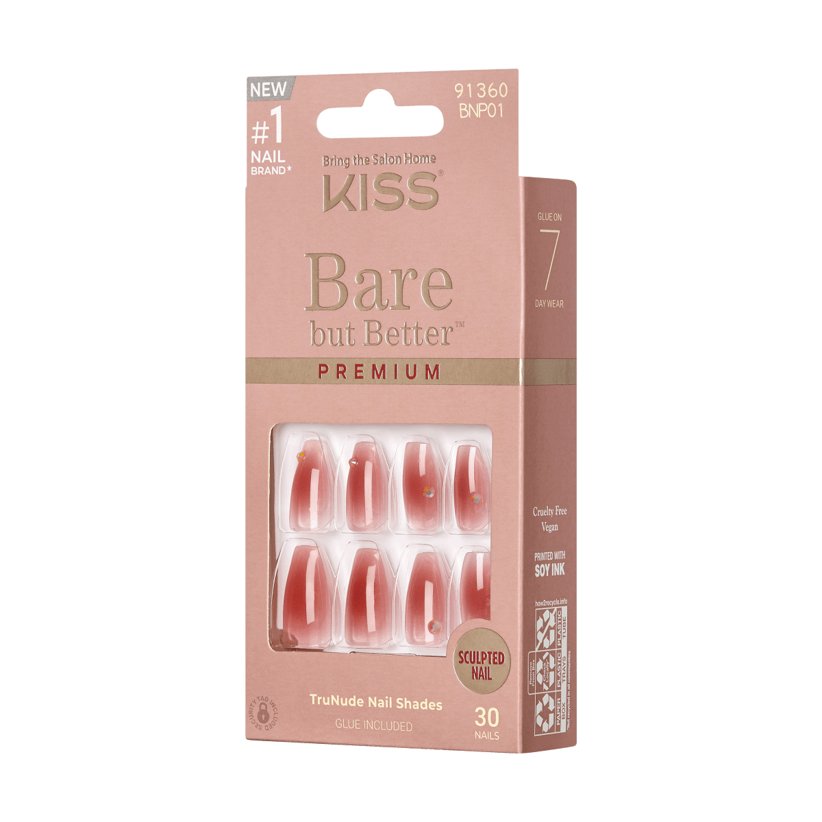 KISS Bare but Better Premium Press-On Nails, 'Shine', Pink, Medium Coffin,  33 Ct. – KISS USA