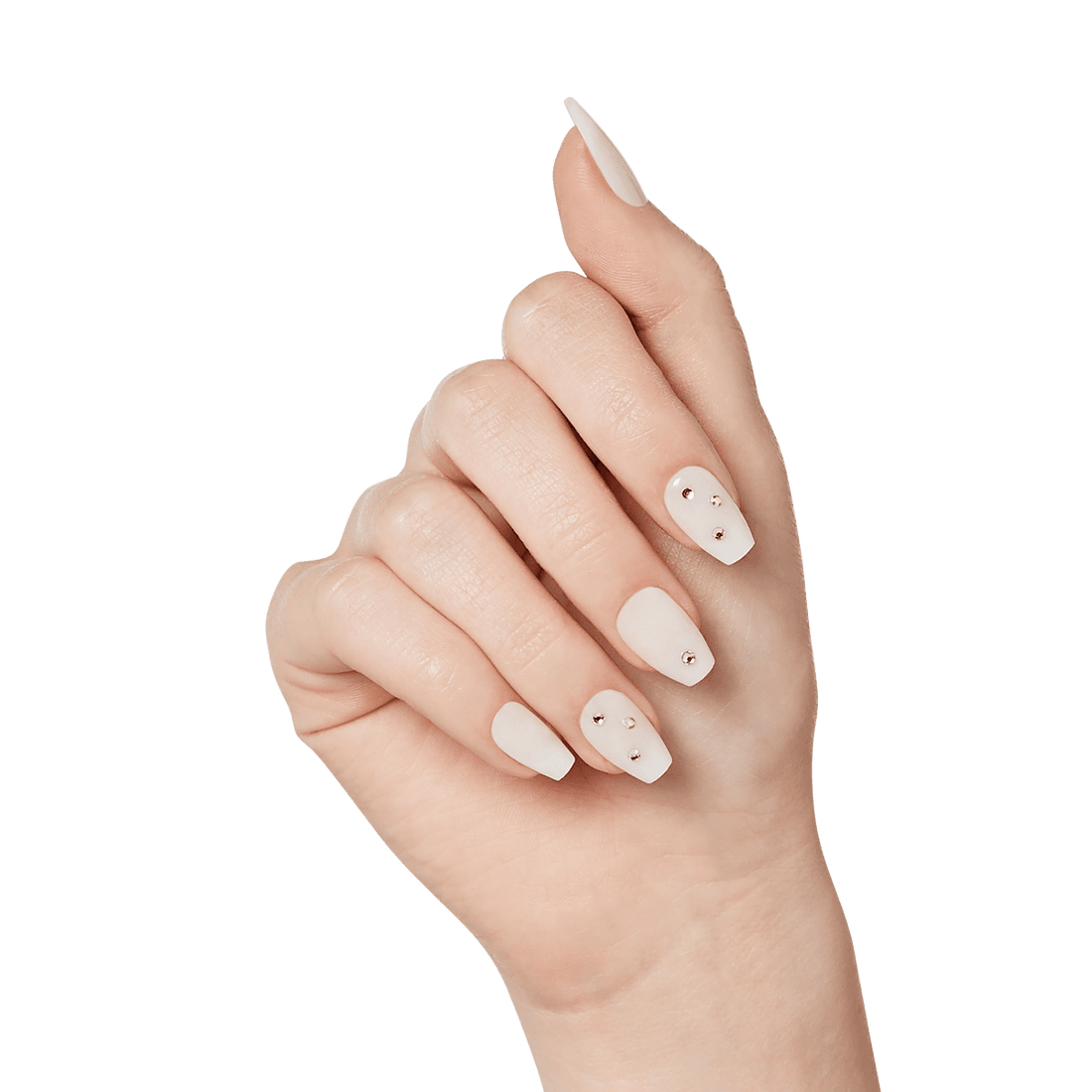 KISS Bare But Better, Press-On Nails, Syrup, White, Short Coffin, 28ct