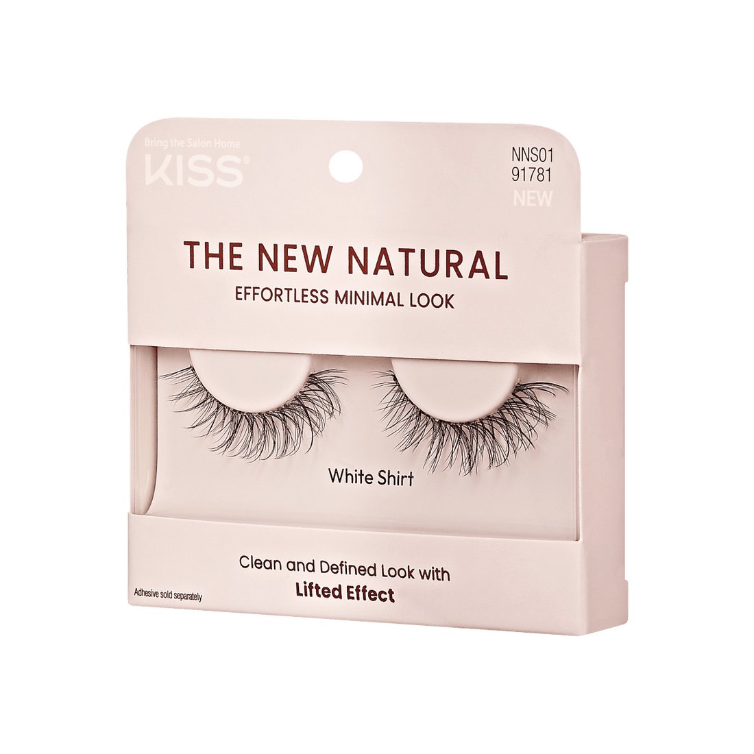 A package of The New Natural false lashes by KISS in White Shirt. Lashes designed for a natural look