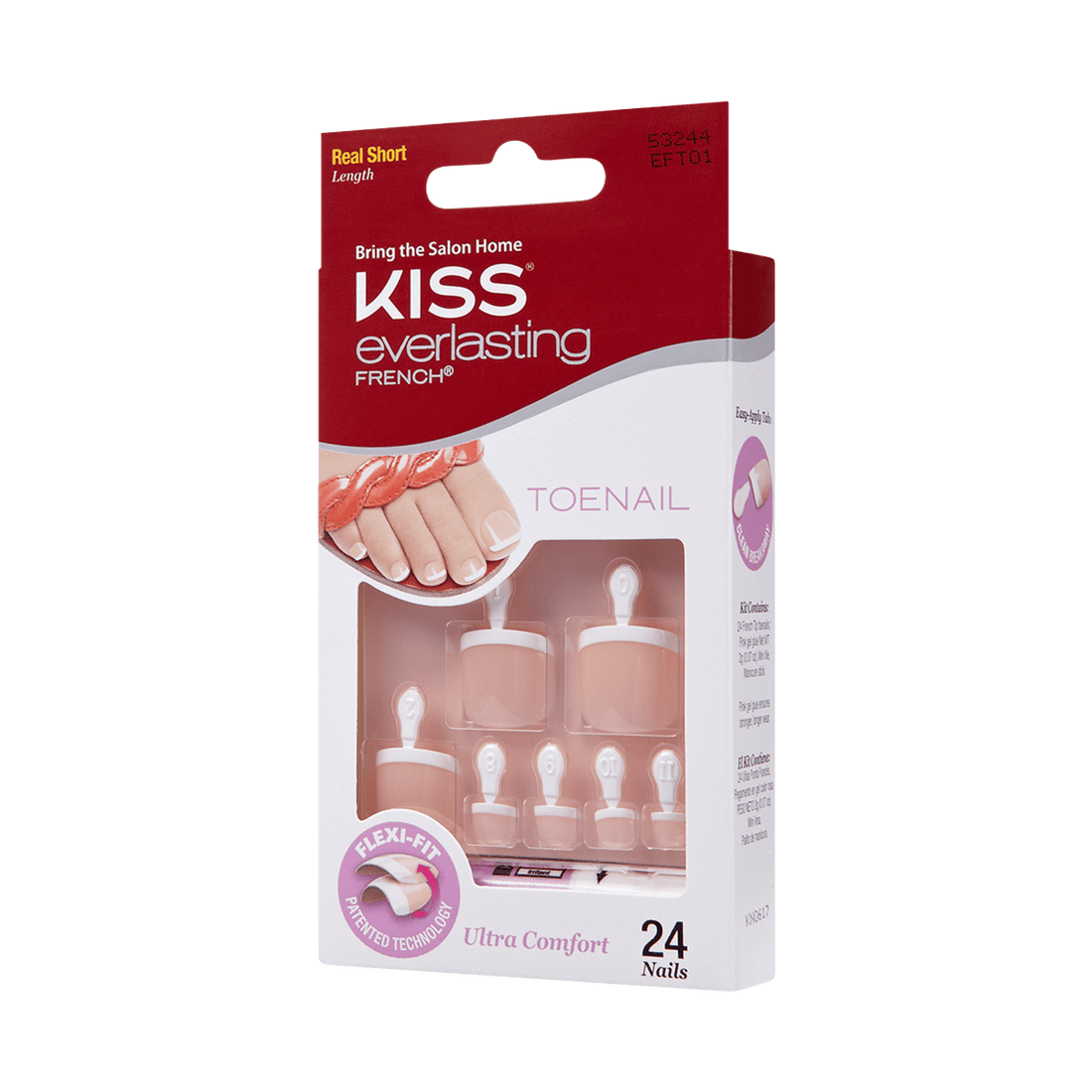 KISS Everlasting, Press-On Nails, Limitless, Beige, Short Squoval, 24ct