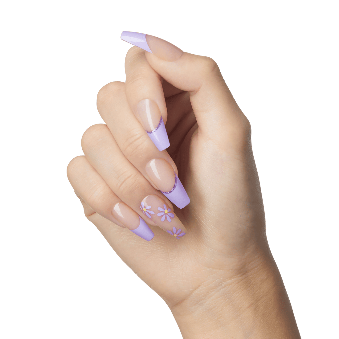 KISS Voguish Fantasy, Press-On Nails, Sunkissed, Purple, Long Coffin, 28ct