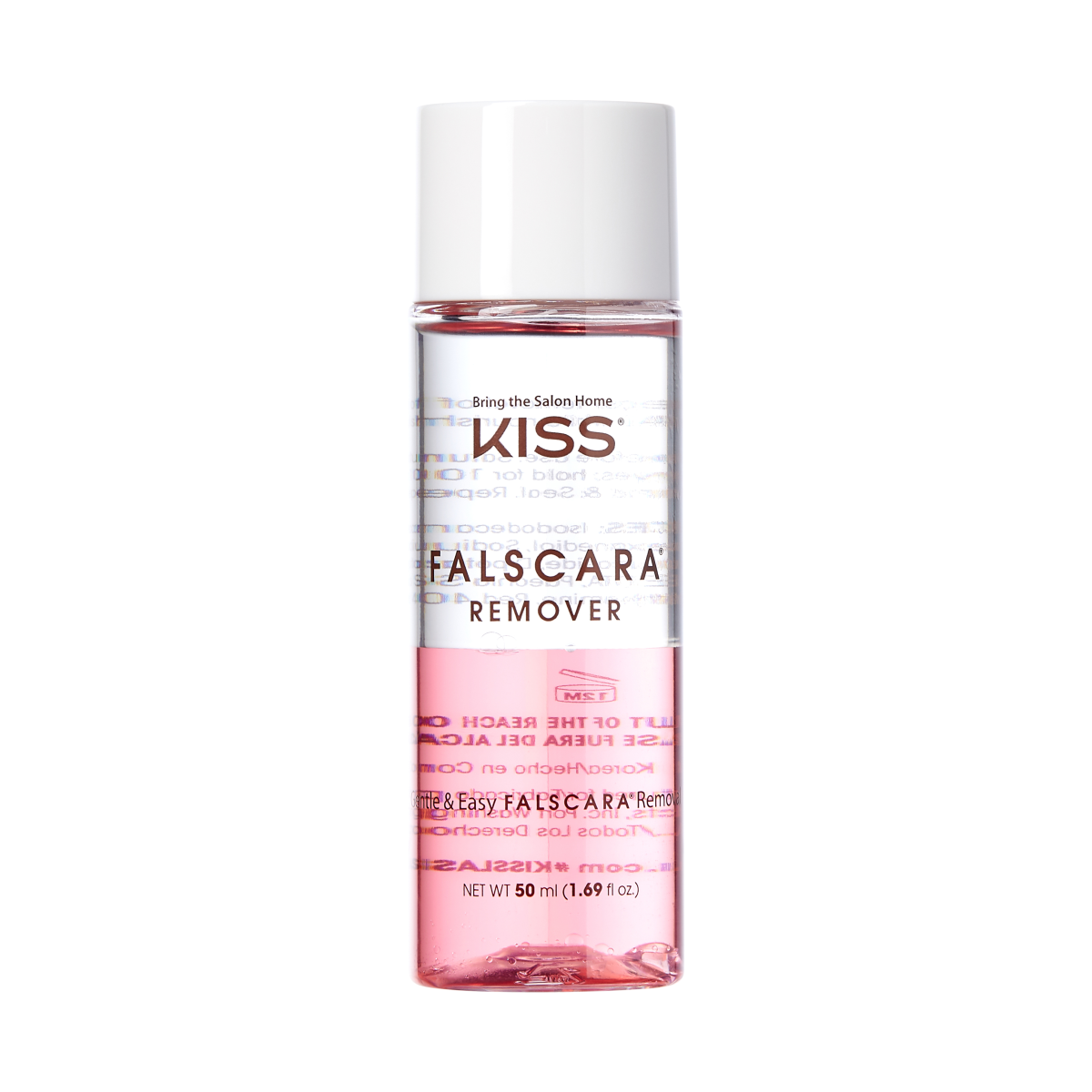 Clear plastic bottle with white cap containing pink liquid, labeled \