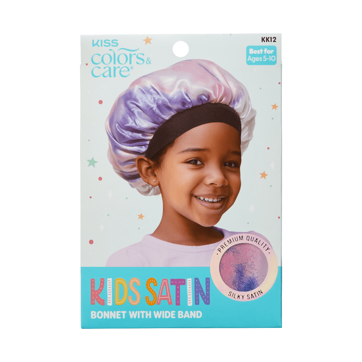 KISS Colors Care Kids Satin Wide Band Bonnet Tie Dye Pink