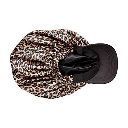 KISS Colors &amp; Care Silky Satin Visor Bonnet Cap – XL Leopard