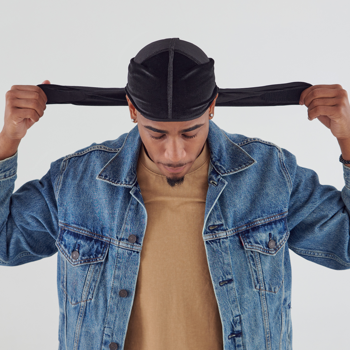 KISS Colors & Care Compress-Rag Power Wave Luxe Velvet Durag, Black