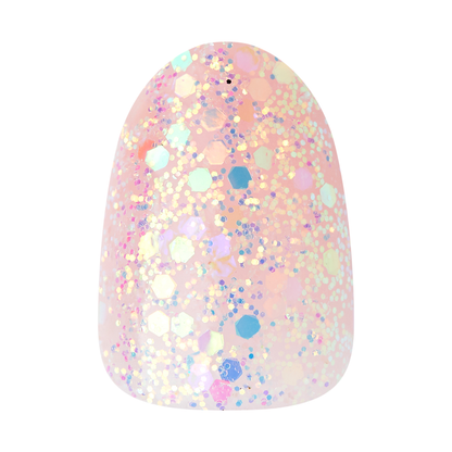 KISS Gel Fantasy Dreamdust, Press-On Nails, Caffeinated, Pink, Short Oval, 28ct